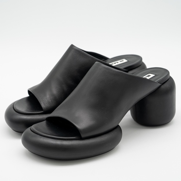 szie 41 EU / 11 US Jil Sander Black Chunky Leather Sandals Block Heel Platform - Picture 1 of 13